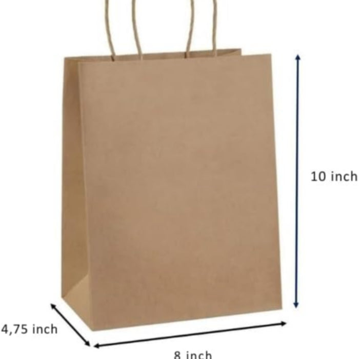 Willowus Kraft Paper Gift Bags with Handles Brown 100 Pack
