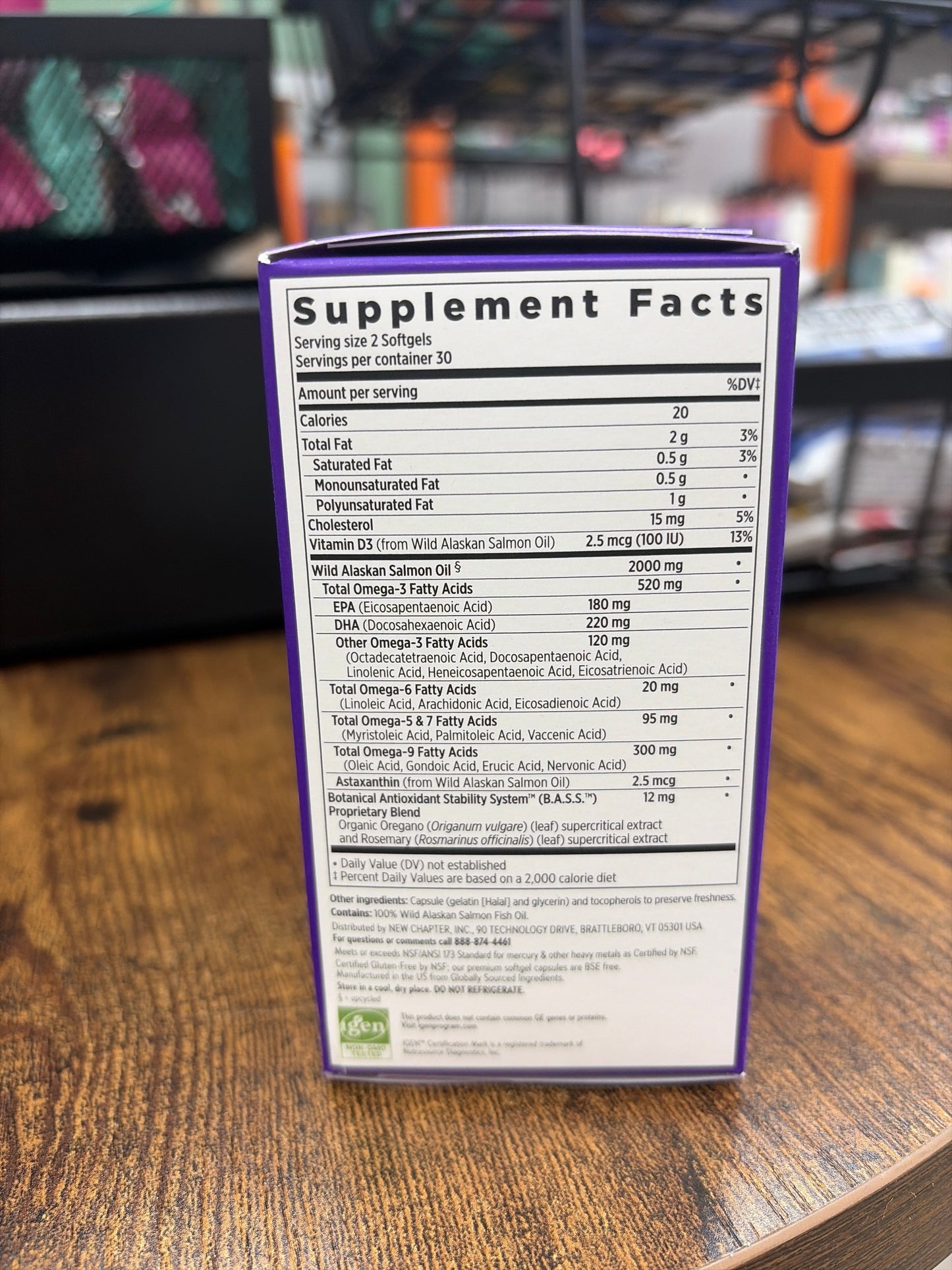 New Chapter Wholemega Fish Oil 2000mg | Wild Alaskan Salmon Omega-3 + Vitamin D3 | 60 Softgels