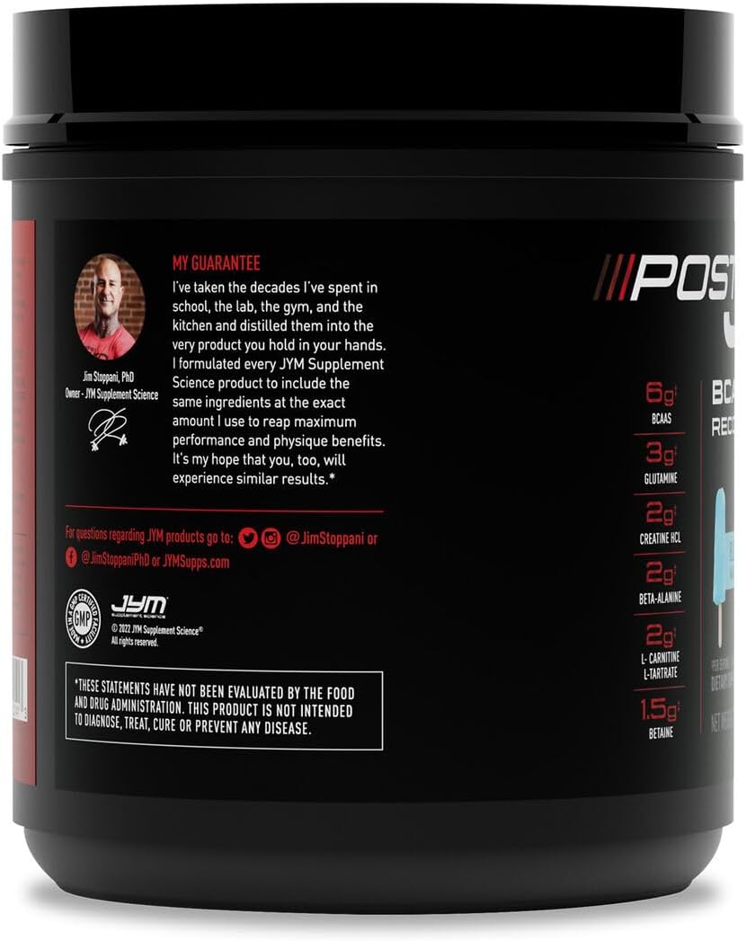 JYM Supplement Science Post JYM Active Matrix Blue Artic Freeze Amino Recovery Powder Pure Creatine HCL, BCAA’s, Glutamine, Carnitine, Betaine, Taurine for Strength, Repair, Performance 30 Servings