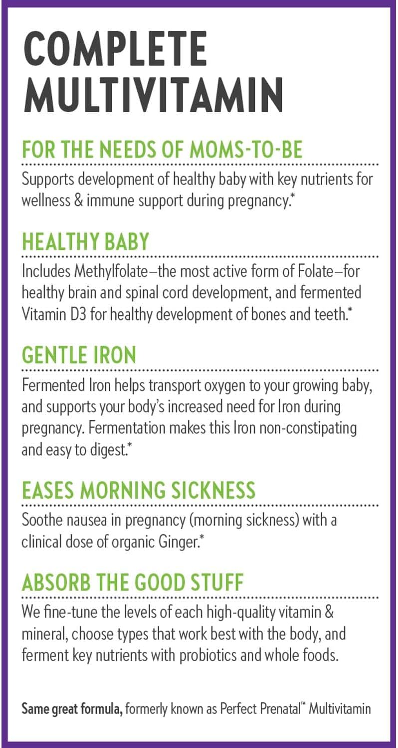 New Chapter Advanced Perfect Prenatal Vitamins, 96ct, Made with Organic, Non-GMO Ingredients for Healthy Baby & Mom - Folate (Methylfolate), Whole-Food Fermented Iron, Vitamin D3 + Ginger