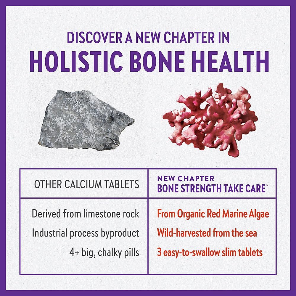 New Chapter Calcium Supplement – Bone Strength Organic Plant Calcium with Vitamin K2 + D3 + Magnesium, Vegetarian, Gluten Free - 120 count (40 day supply)