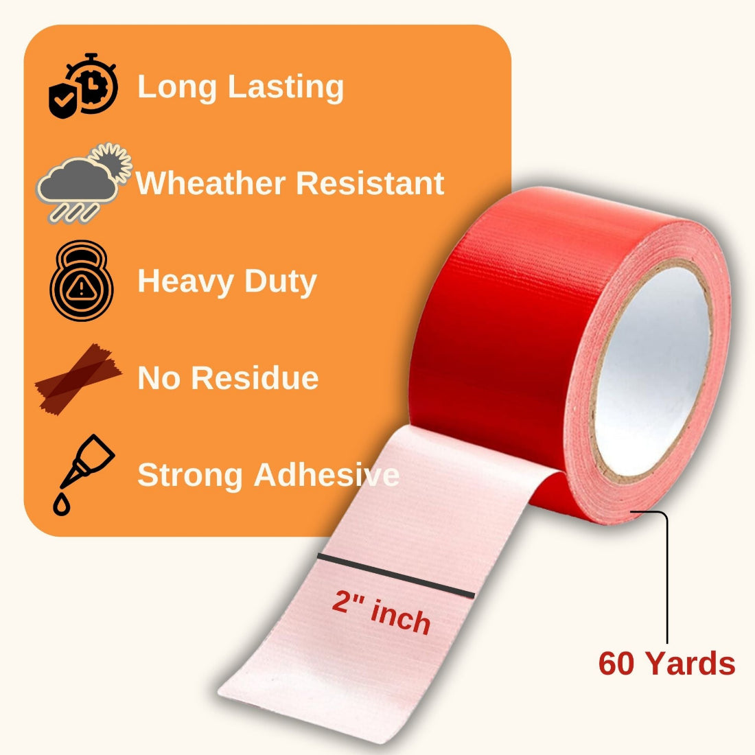 OceanSSH Heavy Duty Repair Duct Tape–Orange with Strong Adhesive