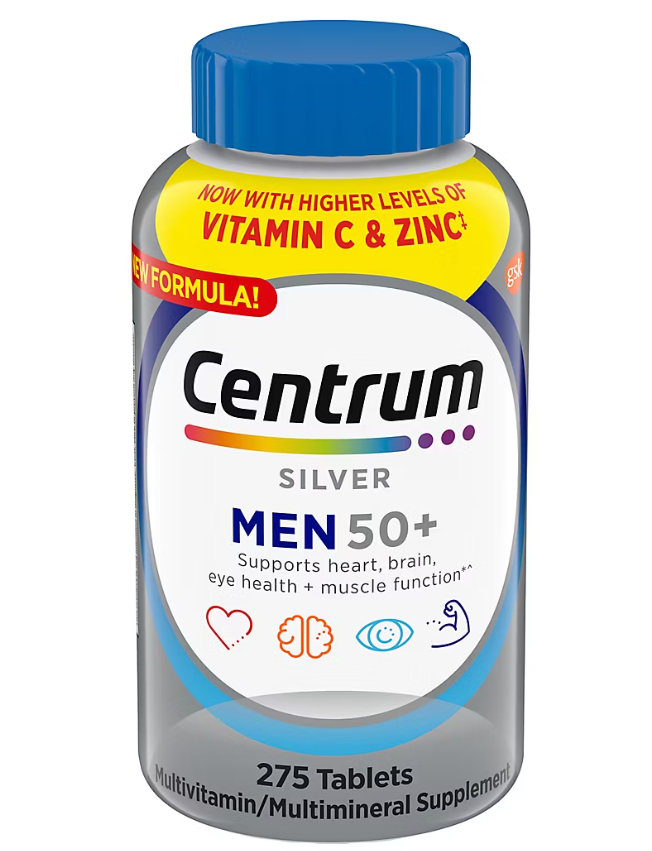 GOOFY TURTLE Silver Men 50+ Multivitamin, Better Guide Vitamins Supplements, 275 Count (Pack of 1 Bottle)