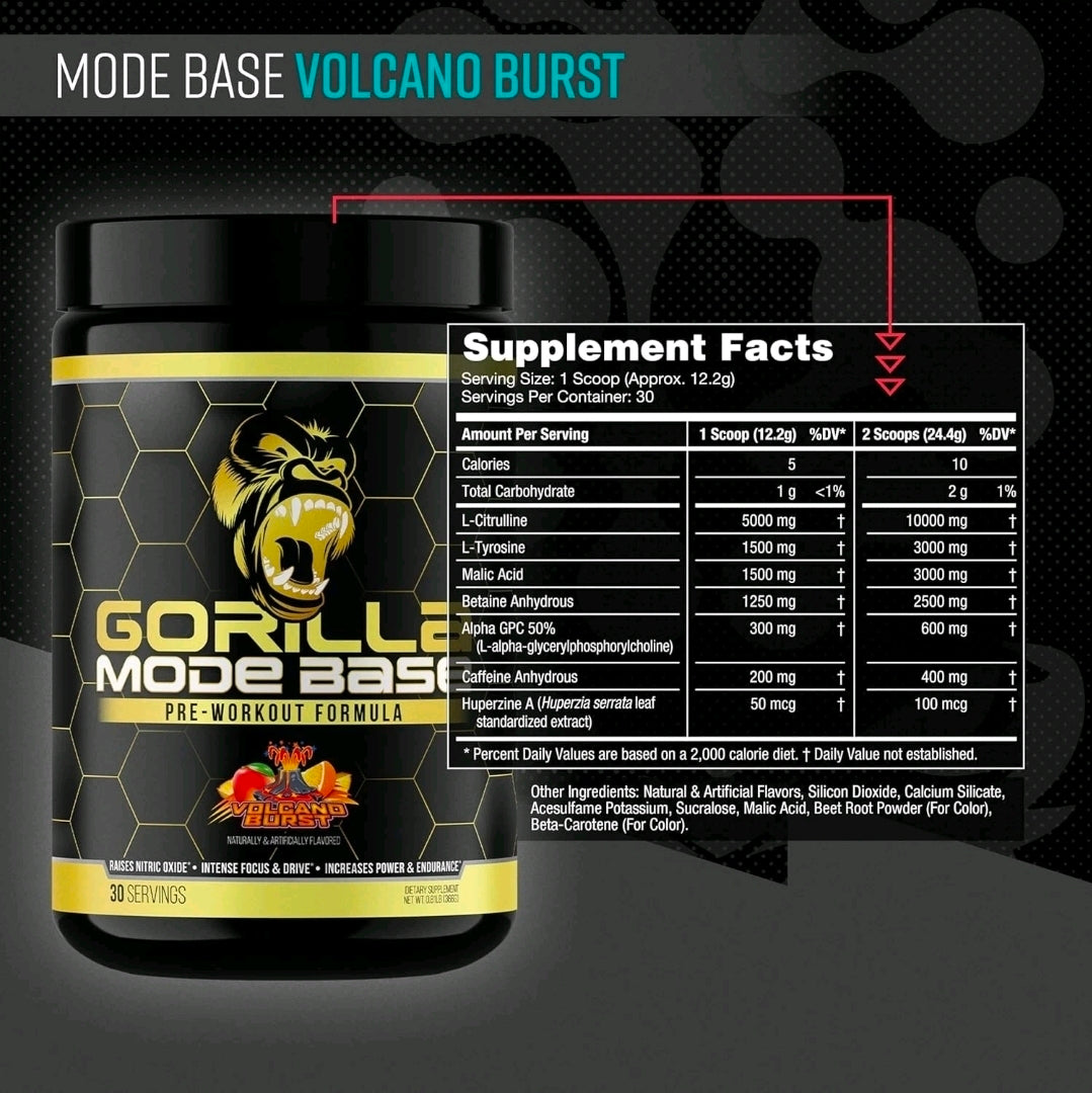 Gorilla Mode Base Pre-workout Volcano Burst