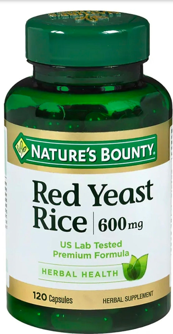 Nature's Bounty Red Yeast Rice Pills and Herbal Health Supplement, Dietary Additive, 600mg, 120 Capsules