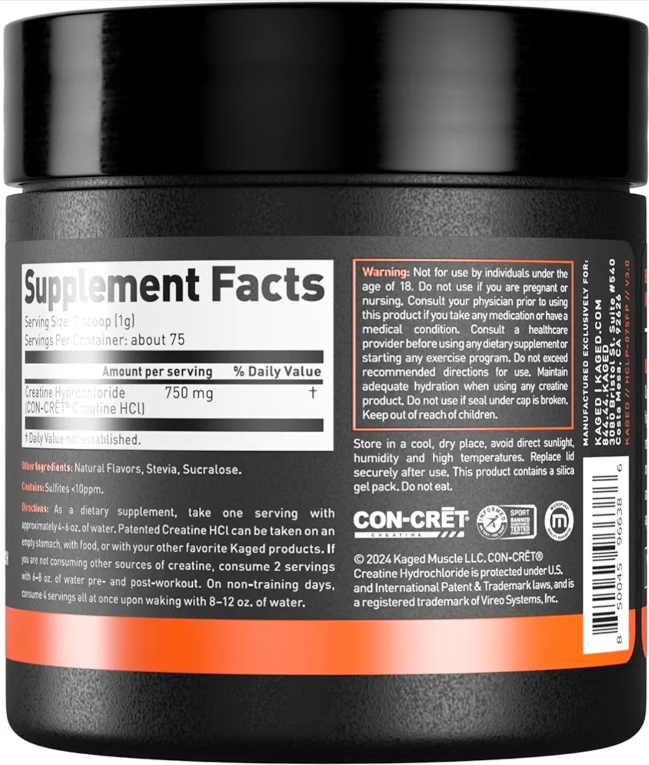 Kaged Creatine HCl Powder | 7X Concentrated vs Mono | Muscle Building & Recovery | High Absorption | No Bloating | Creatine for Men & Women | Vegan, Gluten Free | Lemon Lime | 75 Servings