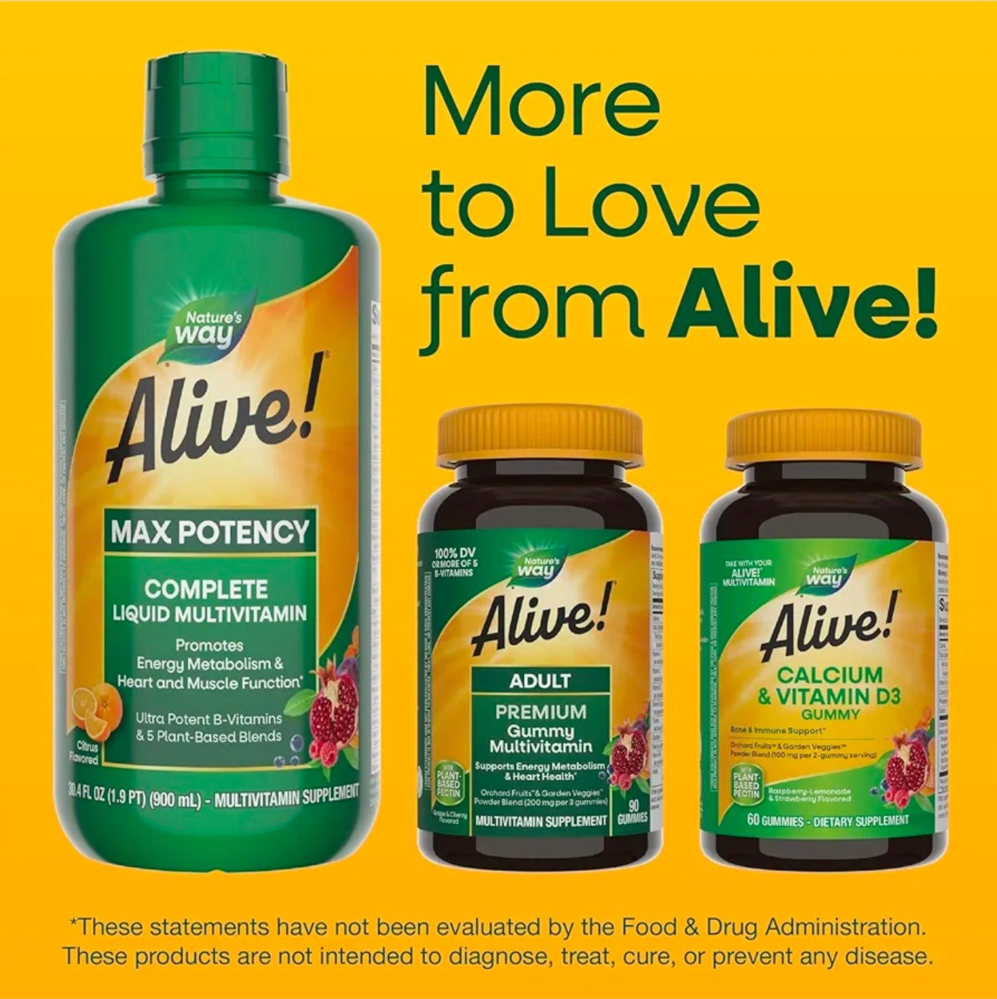 Nature’s Way Alive! Max Potency Complete Liquid Multivitamin, Liquid Vitamin Promotes Energy Metabolism, Heart & Muscle Function* with Vitamins A, B, C, D, Multivitamins for Women & Men, 30.4 Fl Oz