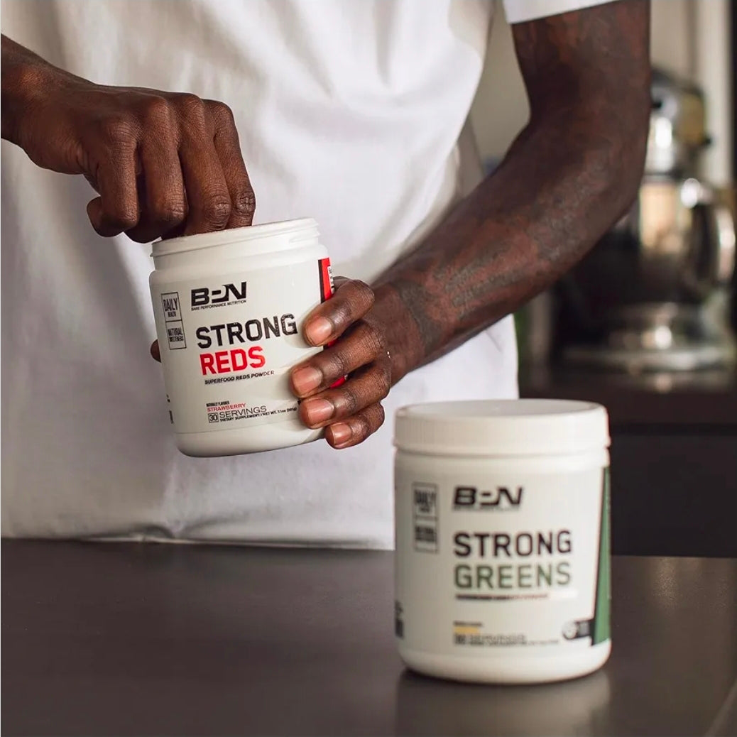 BARE PERFORMANCE NUTRITION, BPN Strong Greens Superfood Powder, Lemon, 30 Servings