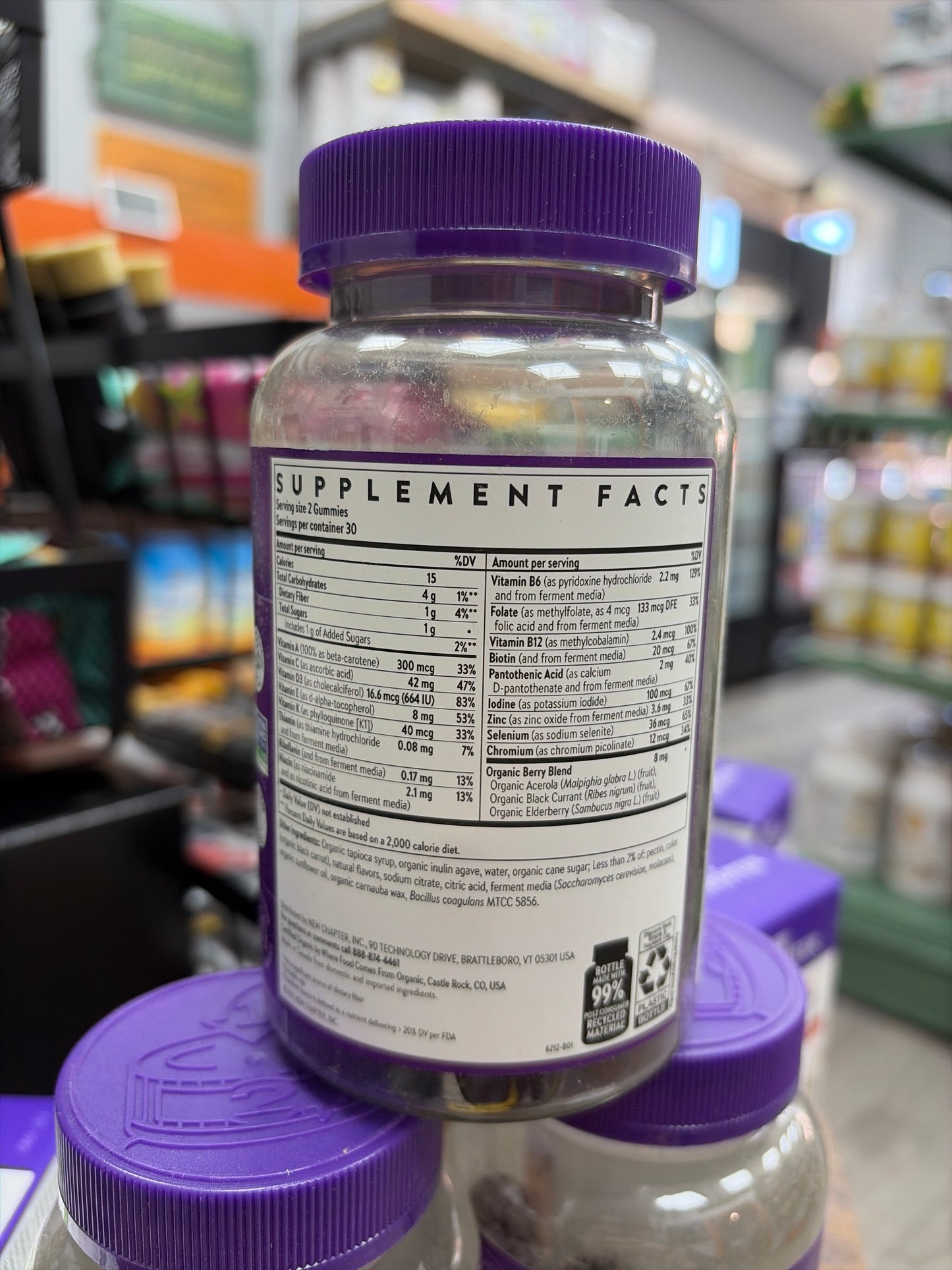 New Chapter Kids Multivitamin Gummies - 65% Less Sugar, Kids Gummy Vitamins with Vitamins C, D3 & Zinc, Non-GMO, Gluten Free, Berry-Citrus, 60ct