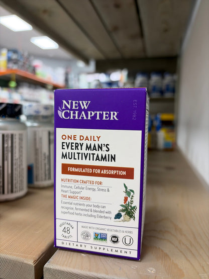 New Chapter Men’s Multivitamin, B6, Extra B12, D3, Vitamin C & Zinc, Immune, Heart, Cellular Energy, and Brain Health, Gentle on The Stomach, One Daily, Non-GMO, Gluten-Free, 18+, 48 Tablets