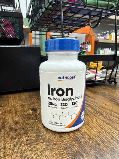 Nutricost Iron Bisglycinate Supplement (25mg) 120 Capsules - from Ferrous Bisglycinate Chelate - Non-GMO &amp; Gluten-Free