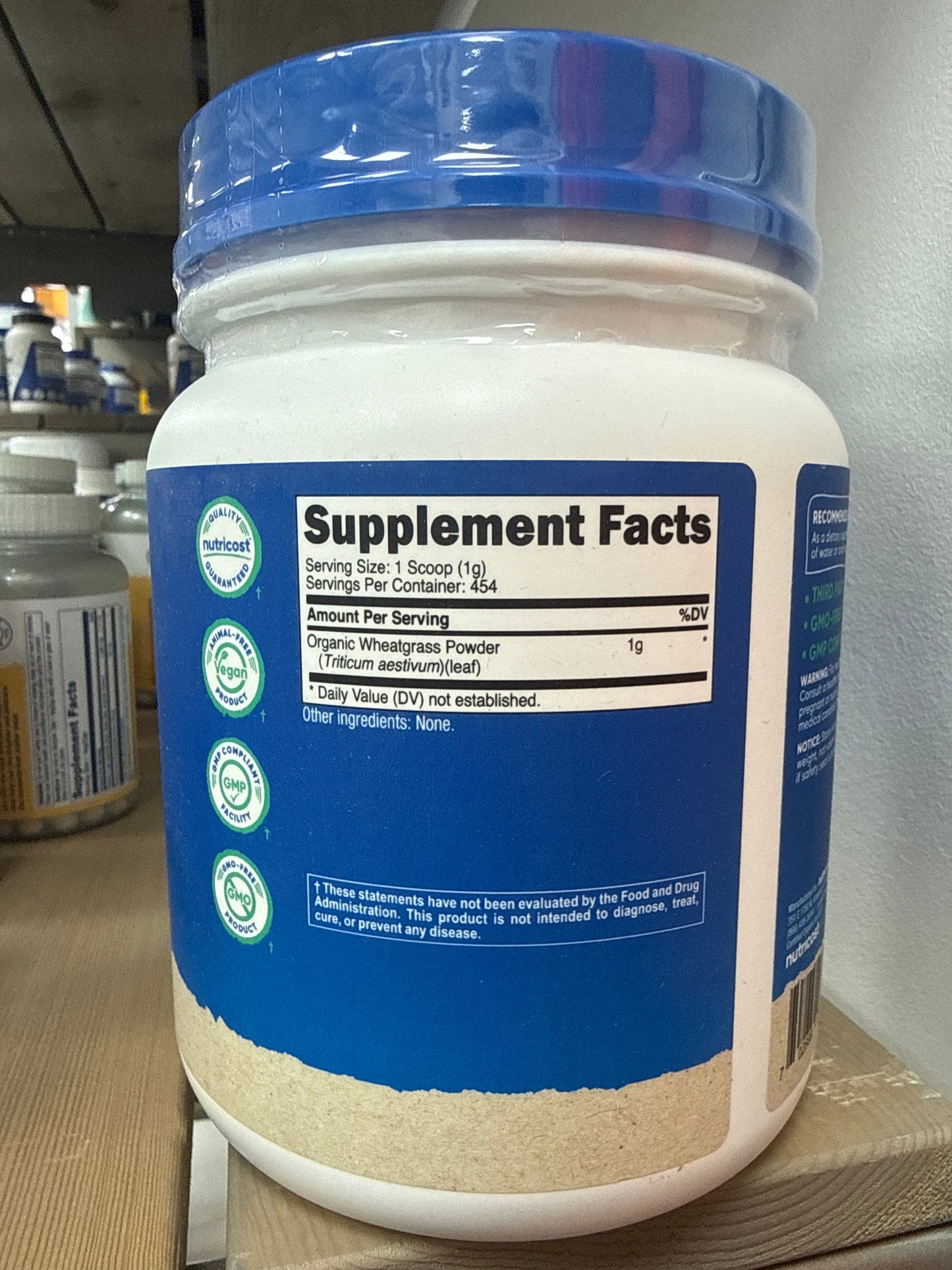 Nutricost Organic Whatgrass Powder Unflavored 1 LB - Non-GMO Superfood