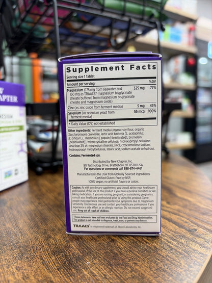 New Chapter Magnesium-Selenium-Zinc Supplement, 325 mg Magnesium in One-Daily Tablet for Active Bodies, Bounce Back After Exercise with Muscle Support Minerals + Hydrating Electrolytes, 30 Count