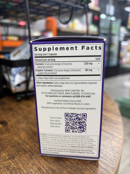 New Chapter Turmeric Supplement, One Daily, Heart, Brain & Healthy Inflammation Support, Supercritical Turmeric Curcumin Means No Black Pepper Needed, Non-GMO, Gluten Free – 60 Count (2 Month Supply)
