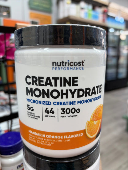 Nutricost Performance  Creatine Monohydrate Powder  (Mandarin Orange Flavored 10.7 Oz 5 G(300 G)-High Quality Micronized Creatine Supplement - Vegan, Non-GMO, Gluten Free