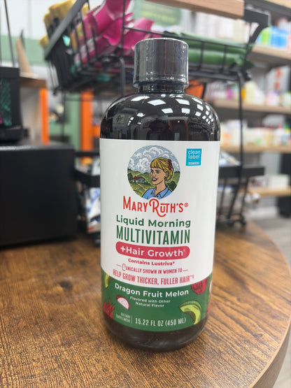 MARYRUTH'S Liquid Multivitamin + Hair Growth | Biotin 10000mcg | Lustriva Hair Growth Supplement | Clinically Tested in Women for Thicker Hair & Facial Wrinkle | Skin Care | Ages 18+ | 15.22 Fl Oz