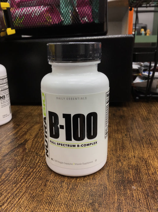 Nutrabio B-100 Full spectrum, b-complexNutraBio B-100, B Vitamin Complex, Immune System Support, Healthy Hair, Skin, Nails, 90 Vegetable Capsules