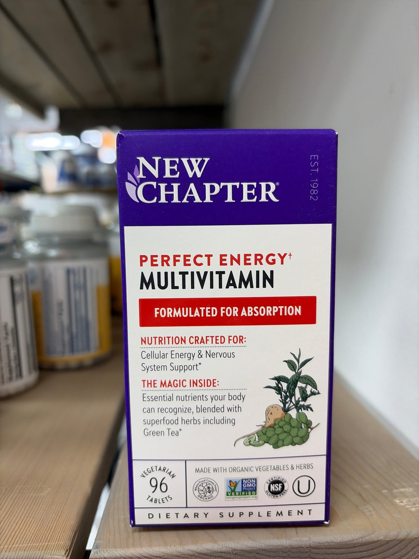 New Chapter Energy Supplement - Perfect Energy Multivitamin for Balanced Energy + Stress Support with B Vitamins + Vitamin D3 + Organic Non-GMO Ingredients - 96 ct