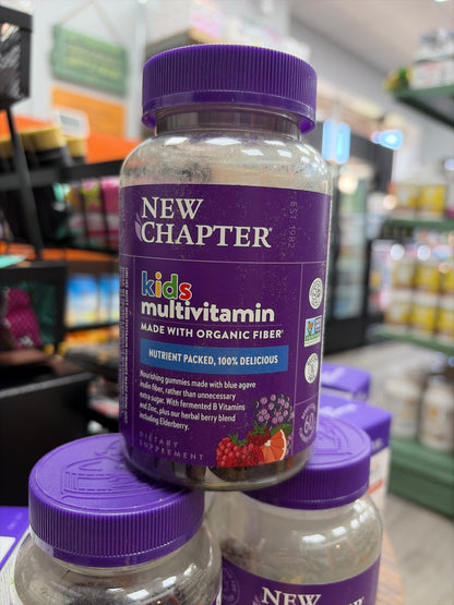New Chapter Kids Multivitamin Gummies - 65% Less Sugar, Kids Gummy Vitamins with Vitamins C, D3 & Zinc, Non-GMO, Gluten Free, Berry-Citrus, 60ct