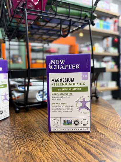 New Chapter Magnesium-Selenium-Zinc Supplement, 325 mg Magnesium in One-Daily Tablet for Active Bodies, Bounce Back After Exercise with Muscle Support Minerals + Hydrating Electrolytes, 30 Count