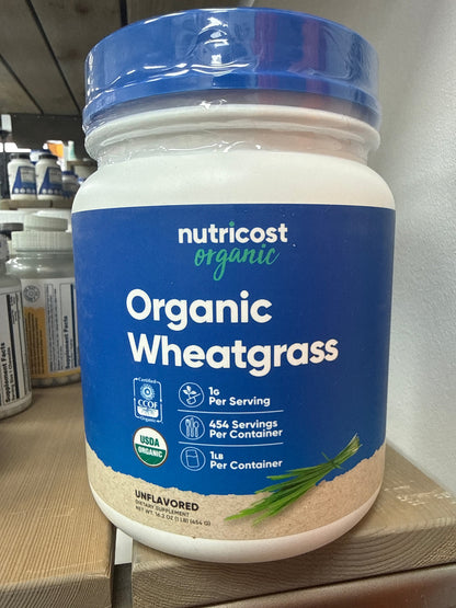 Nutricost Organic Whatgrass Powder Unflavored 1 LB - Non-GMO Superfood