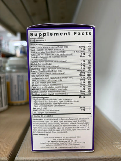 New Chapter Energy Supplement - Perfect Energy Multivitamin for Balanced Energy + Stress Support with B Vitamins + Vitamin D3 + Organic Non-GMO Ingredients - 96 ct