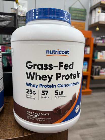 Nutricost Grass-Fed Whey Protein Milk Chocolate Flavored 5 LB- Undenatured, Non-GMO, Natural Flavors…