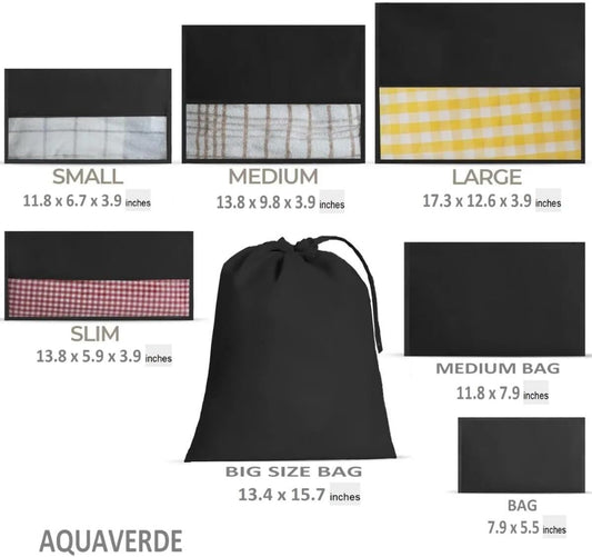 Aquaverde Luggage Organizer Bags 7 Set Black