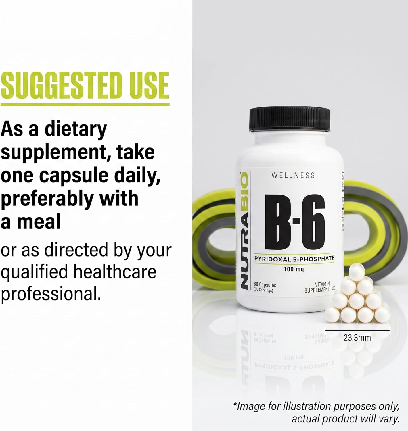 NutraBio Vitamin B6 P5P (Pyridoxal 5-Phosphate) Vitamin B6 100mg per Serving- 60 Vegetable Capsules