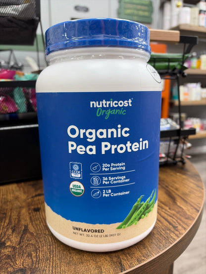 Nutricost Organic Pea Protein Unflavored 2 LB -Unflavored, Certified USDA Organic, Protein from Plants, Vegetarian Friendly, Gluten Free, Non-GMO