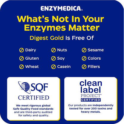 Enzymedica Digest Gold - Digestive Enzyme Supplement for Women & Men, Enzyme Capsules for Digestion, Gut Health Support, Helps Gas & Bloating, ATPro Energy Support, Maximum Strength, Vegan - 180 Caps