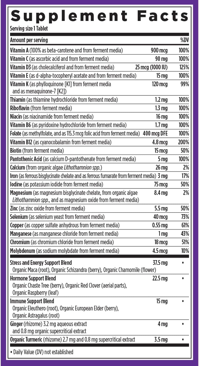 New Chapter Women’s Multivitamin, Iron, B6, B12, Biotin for Hair Growth, D3, VIT C, Zinc for Immune & Stress Support, Gentle on an Empty Stomach, One Daily, Non-GMO, Gluten-Free, 18+, 48 Tablets