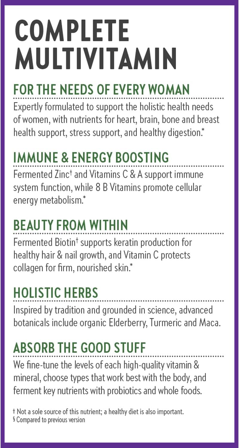 New Chapter Women’s Multivitamin, Iron, B6, B12, Biotin for Hair Growth, D3, Vit C, Zinc for Immune & Stress Support, Gentle on an Empty Stomach, One Daily, Non-GMO, Gluten-Free, 18+, 72 Tablets