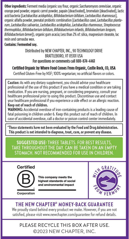 New Chapter Advanced Perfect Prenatal Vitamins, 96ct, Made with Organic, Non-GMO Ingredients for Healthy Baby & Mom - Folate (Methylfolate), Whole-Food Fermented Iron, Vitamin D3 + Ginger