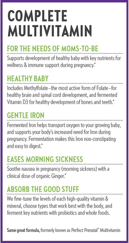 New Chapter Advanced Perfect Prenatal Vitamins, 96ct, Made with Organic, Non-GMO Ingredients for Healthy Baby & Mom - Folate (Methylfolate), Whole-Food Fermented Iron, Vitamin D3 + Ginger