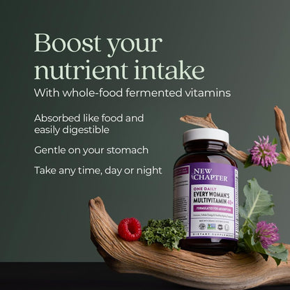 New Chapter Women’s Multivitamin 40+, extra B6 & B12, Biotin for Hair Growth, D3, Vit C, Zinc for Immune & Stress Support, Gentle on an Empty Stomach, One Daily, Non-GMO, Gluten-Free, 48 Tablets