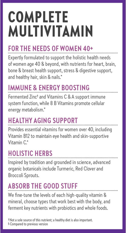 New Chapter Women’s Multivitamin 40+, extra B6 & B12, Biotin for Hair Growth, D3, Vit C, Zinc for Immune & Stress Support, Gentle on an Empty Stomach, One Daily, Non-GMO, Gluten-Free, 48 Tablets