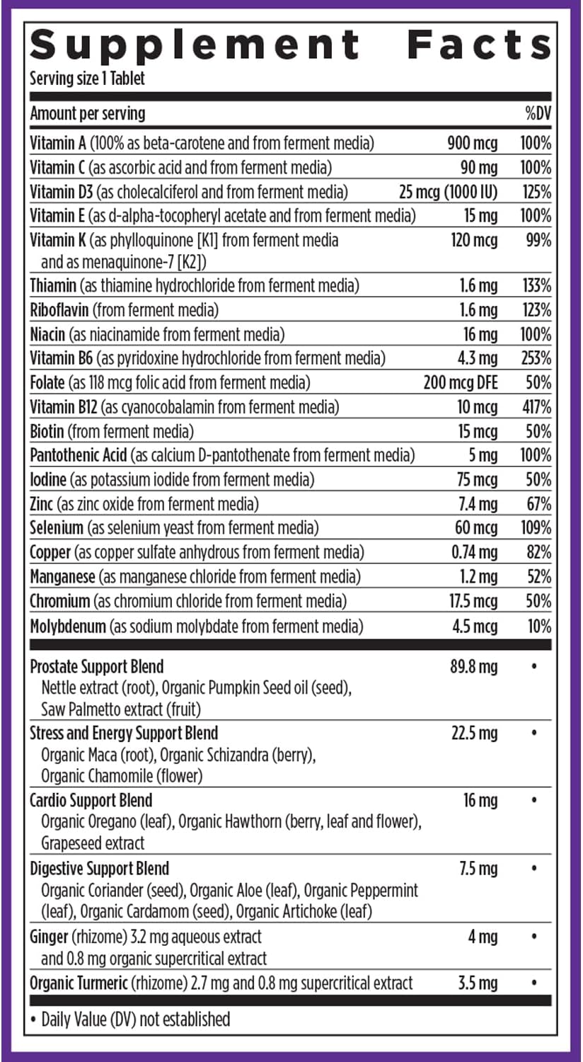 New Chapter Men’s Multivitamin 40+, Extra B6 & B12, D3, Vitamin C & Zinc, Immune, Heart, Cellular Energy, and Brain Health, Gentle on The Stomach, One Daily, Non-GMO, Gluten-Free, 72 Tablets