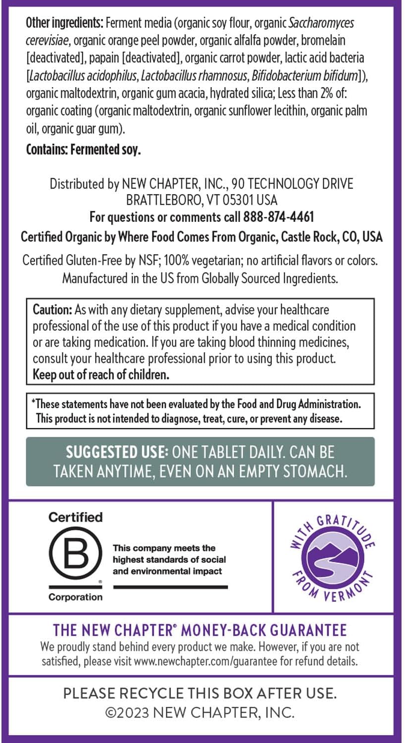 New Chapter Men’s Multivitamin 40+, Extra B6 & B12, D3, Vitamin C & Zinc, Immune, Heart, Cellular Energy, and Brain Health, Gentle on The Stomach, One Daily, Non-GMO, Gluten-Free, 72 Tablets