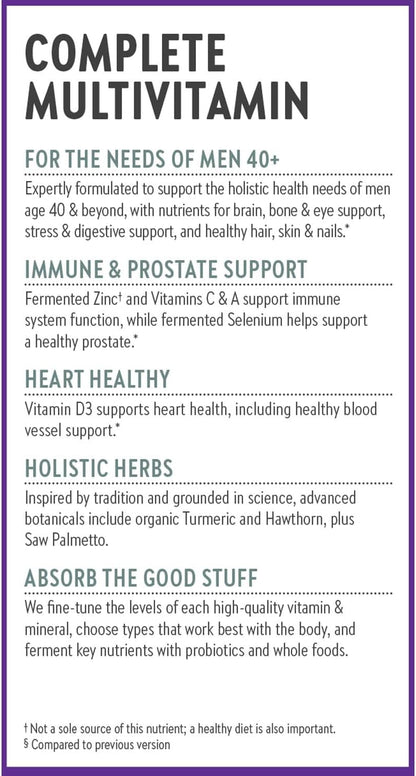 New Chapter Men’s Multivitamin 40+, Extra B6 & B12, D3, Vitamin C & Zinc, Immune, Heart, Cellular Energy, and Brain Health, Gentle on The Stomach, One Daily, Non-GMO, Gluten-Free, 72 Tablets