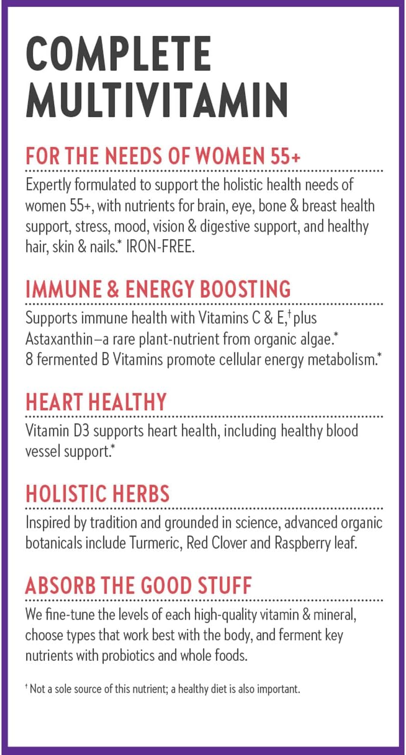 New Chapter Women’s Multivitamin 55+, Astaxanthin, B6, B12, D3, Vitamin C & Zinc, Immune, Heart, Cellular Energy, and Bone Support, Gentle on The Stomach, One Daily, Non-GMO, Gluten-Free, 72 Tablets
