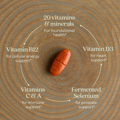 New Chapter Men's Multivitamin 50 Plus for Brain, Heart, Digestive, Prostate & Immune Support with 20+ Nutrients + Astaxanthin - Every Man's One Daily 55+, Gentle on The Stomach - 72 ct