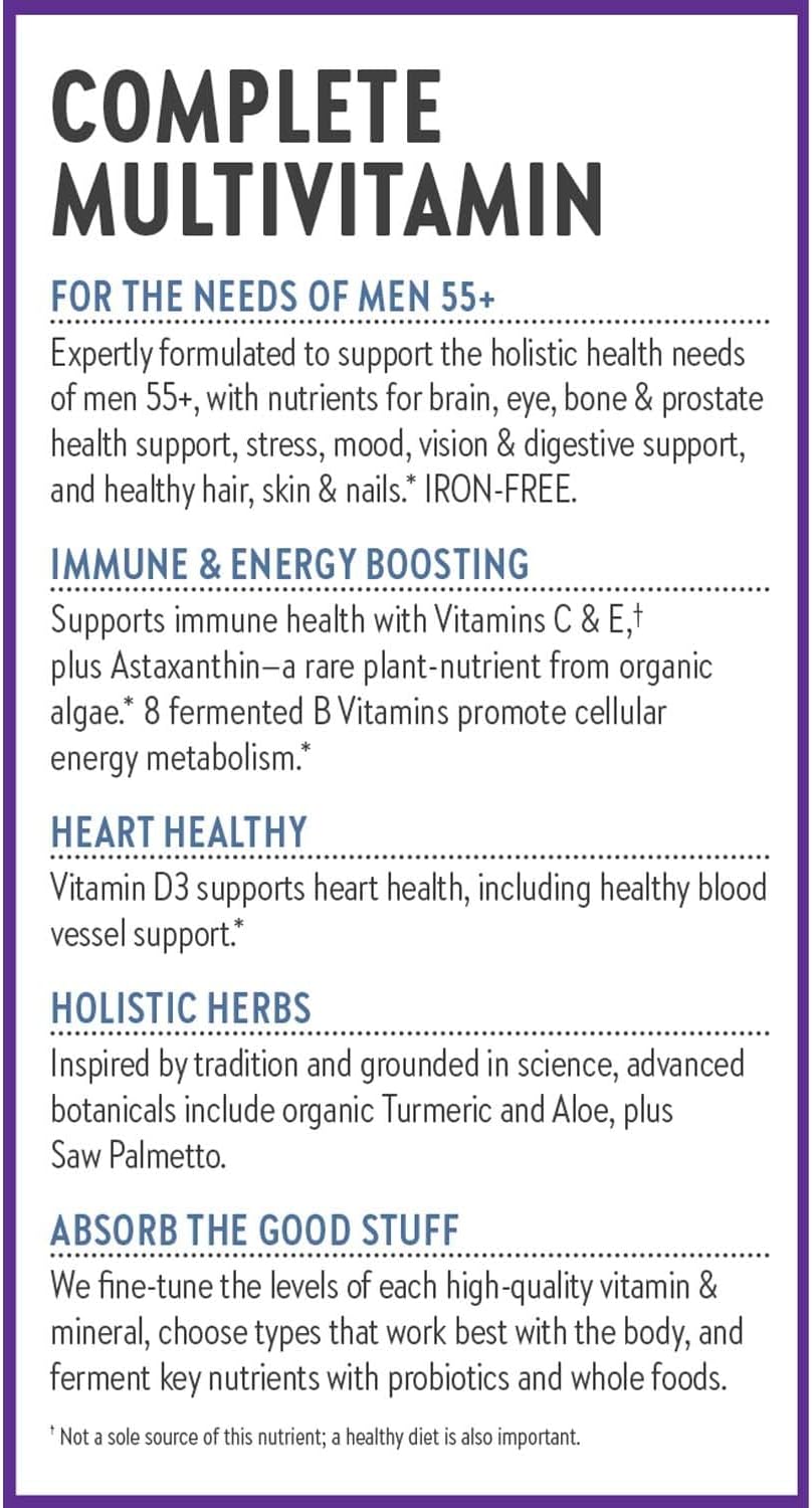New Chapter Men's Multivitamin 50 Plus for Brain, Heart, Digestive, Prostate & Immune Support with 20+ Nutrients + Astaxanthin - Every Man's One Daily 55+, Gentle on The Stomach - 72 ct