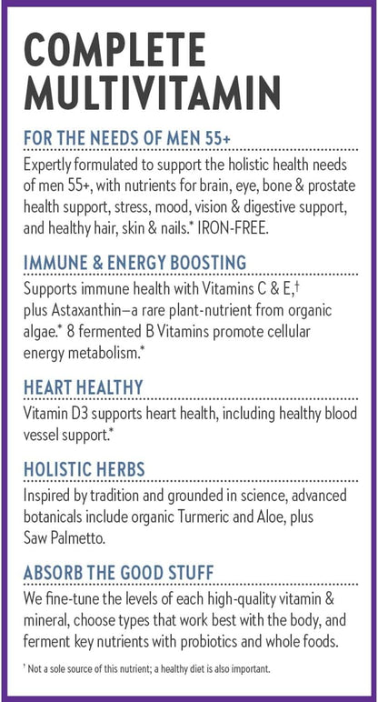 New Chapter Men's Multivitamin 50 Plus for Brain, Heart, Digestive, Prostate & Immune Support with 20+ Nutrients + Astaxanthin - Every Man's One Daily 55+, Gentle on The Stomach - 72 ct