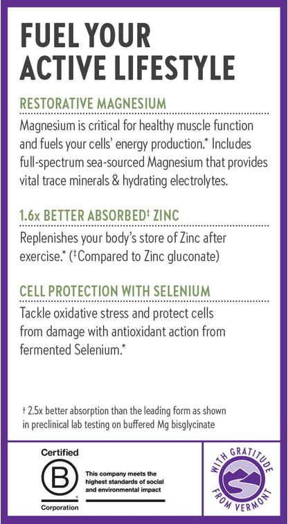 New Chapter Magnesium-Selenium-Zinc Supplement, 325 mg Magnesium in One-Daily Tablet for Active Bodies, Bounce Back After Exercise with Muscle Support Minerals + Hydrating Electrolytes, 30 Count