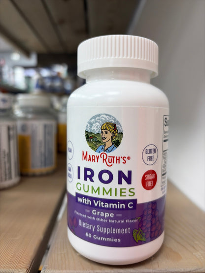 MaryRuth's Iron Gummies for 14+ with Vitamin C for Absorption | Sugar Free | Gummy Iron Supplement + VIT C | Energy Metabolism | Cellular Health | Immune Support | Vegan | Non-GMO | 60 Count