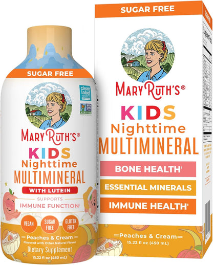 Kids Liquid Nighttime Multimineral by MaryRuth's | Bone Health | Immune Function | Bedtime Supplement | Kids Vitamins | Magnesium | Vegan | Sugar Free | 30-180 Servings | 15.22 fl oz