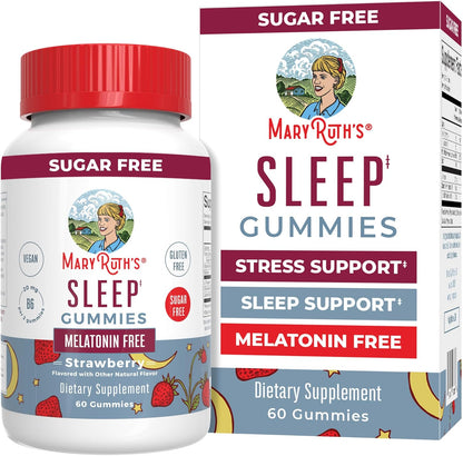 MARYRUTH'S Sleep Gummies | Sugar Free | NO Melatonin | L Theanine | Lemon Balm Leaf | Chamomile | Vitamin B6 | Relaxation & Sleep Support | Stress Relief | Vegan | Gluten Free | 60 Count