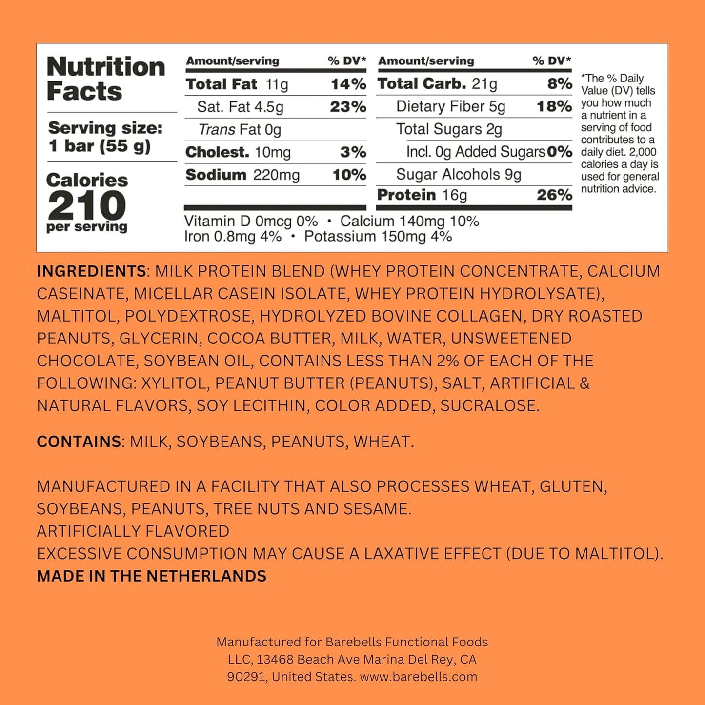 Barebells Soft Protein Bars, Salted Peanut Caramel - 12 Count, 16g High Protein Treats - Chocolate Nutrition Bar with 1g Total Sugars - On The Go Breakfast or Post-Workout Snack