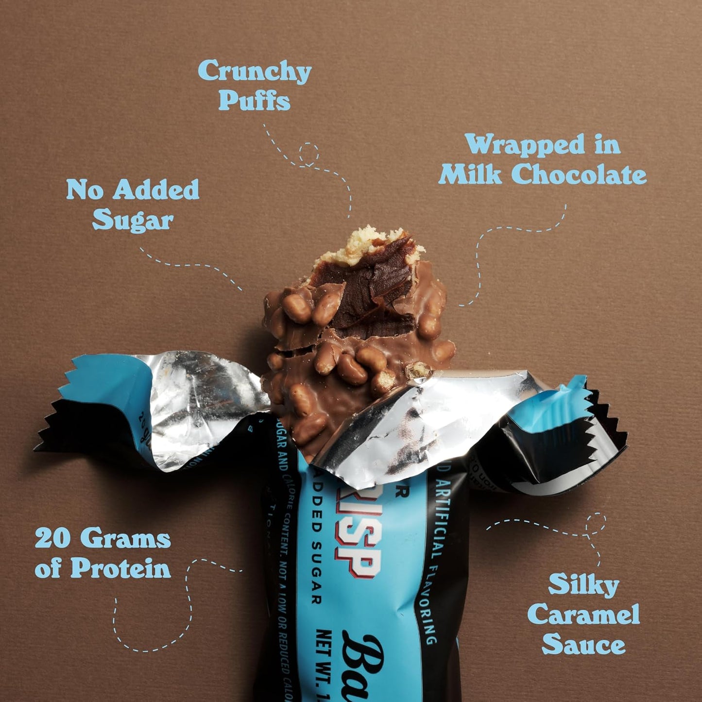 Barebells Protein Bars Creamy Crisp - 12 Count, 20g High Protein Treats - Chocolate Nutrition Bar with 1g Total Sugars - On-The-Go Breakfast or Post-Workout Snack